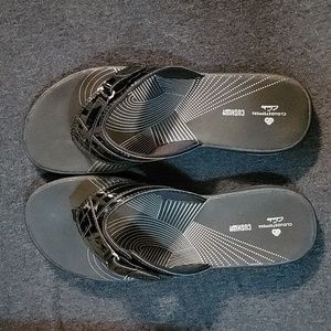 Black patent sandals